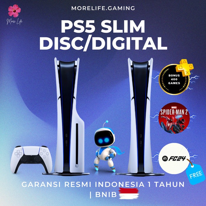 PS5 Slim Digital Edition, Garansi resmi Indonesia, Bonus 400 Games